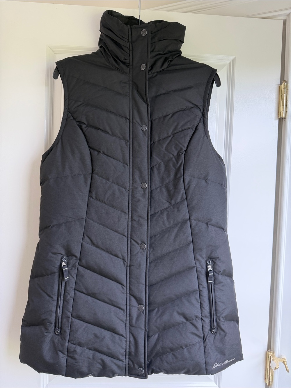 Eddie Bauer Black Quilted High-Collar Vest - WORN ONCE! EXCELLENT CONDITION!